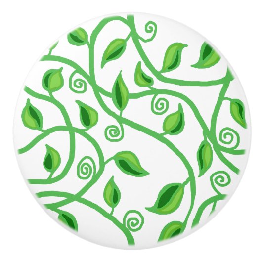 Grüne Blätter Keramikknauf (Vorderseite)