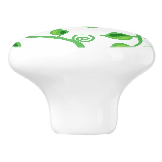 Grüne Blätter Keramikknauf (Seitenansicht)