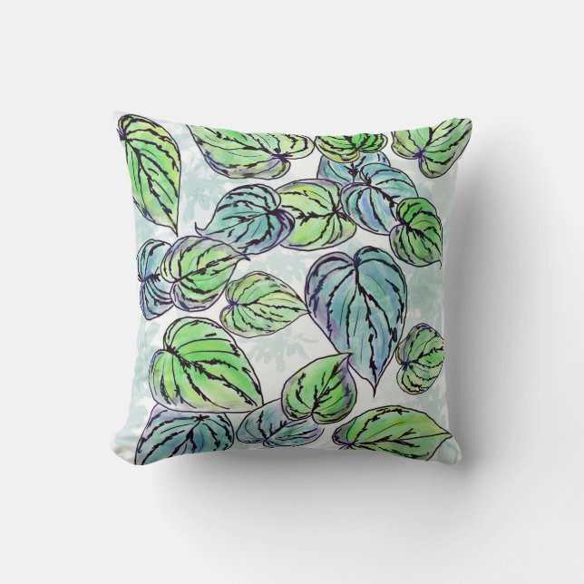 Grüne Blätter Kissen (Vorderseite)