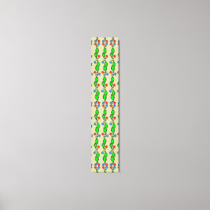 Grüne Blätter Kleine Blume Folk Art Slim Akzent Leinwanddruck