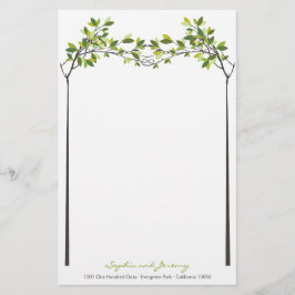 Grüne Blätter Knotted Liebe Trees Summer Wedding Briefpapier