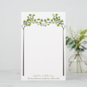 Grüne Blätter Knotted Liebe Trees Summer Wedding Briefpapier (Stehend Vorderseite)
