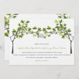 Grüne Blätter Knotted Liebe Trees Summer Wedding Einladung