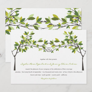Grüne Blätter Knotted Liebe Trees Summer Wedding Einladung