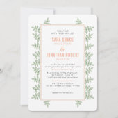 Grüne Blätter Korallengrenze Einladung zur Hochzei (Vorderseite)