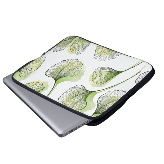Grüne Blätter Laptopschutzhülle (Vorne Knopf)