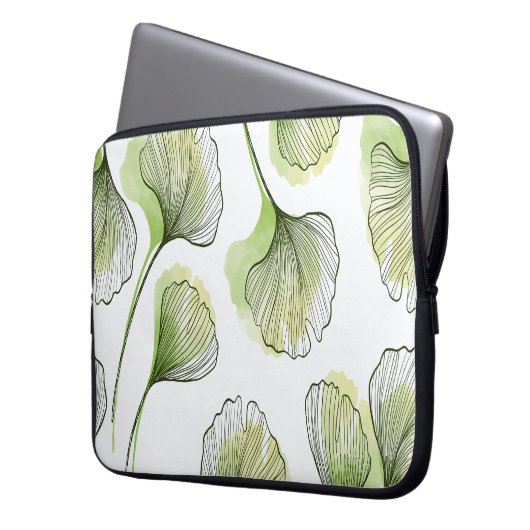 Grüne Blätter Laptopschutzhülle (Vorderseite Links)