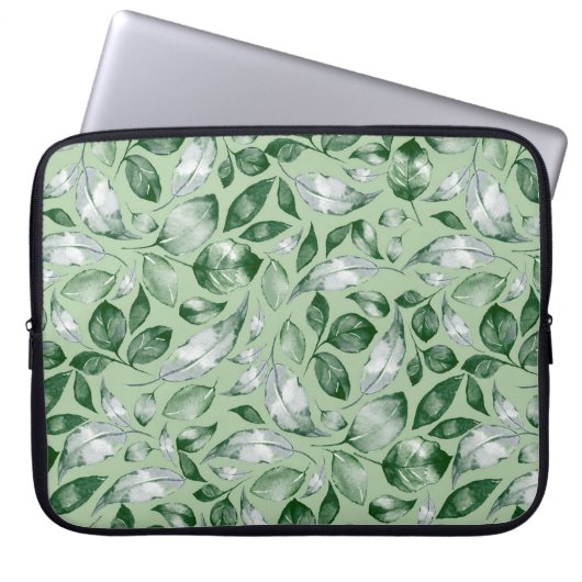 Grüne Blätter Laptopschutzhülle (Vorderseite)
