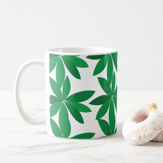 Grüne Blätter Laubwerk Kaffeetasse (Mit Donut)