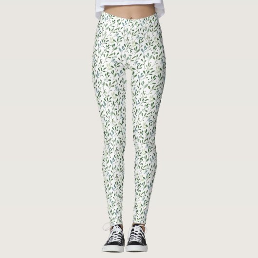 Grüne Blätter Leggings (Vorderseite)