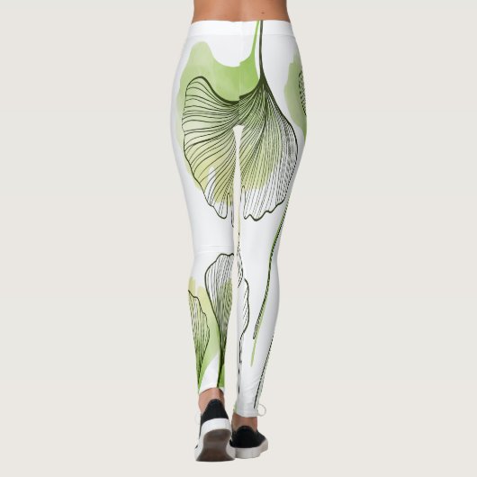 Grüne Blätter Leggings (Rückseite)
