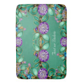 Grüne Blätter Lila Edelsteine Bath Mat Badematte (Vorderseite Vertikal)