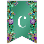 Grüne Blätter Lila Edelsteine Jagdflagge Wimpelkette (Erste Fahne)