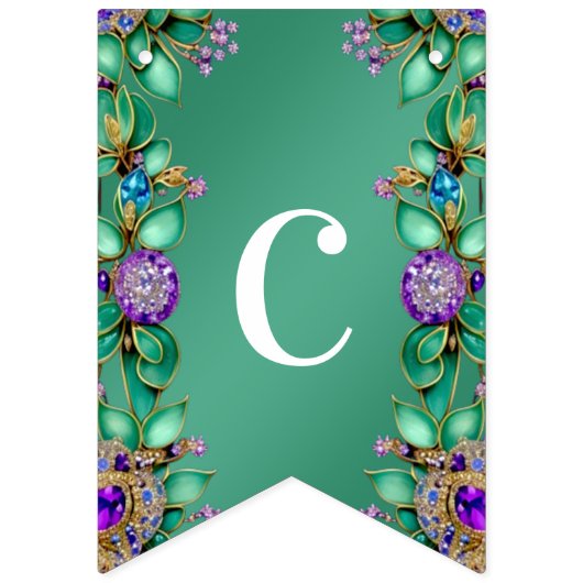 Grüne Blätter Lila Edelsteine Jagdflagge Wimpelkette (Erste Fahne)