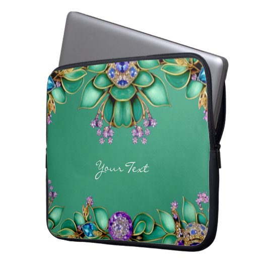 Grüne Blätter Lila Edelsteine Laptop-Sieb Laptopschutzhülle (Vorderseite Links)