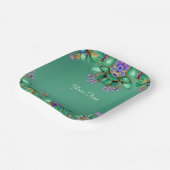 Grüne Blätter Lila Edelsteine Papierplatte Pappteller (Gewinkelt)