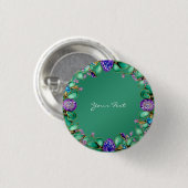Grüne Blätter Lila Edelsteine Pinback Button (Vorne & Hinten)