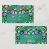 Grüne Blätter Lila Edelsteine Visitenkarte (Vorne/Hinten)