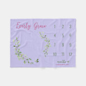 Grüne Blätter lila Meilenstein für ein Mädchen von Fleecedecke (Vorderseite (Horizontal))