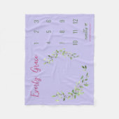Grüne Blätter lila Meilenstein für ein Mädchen von Fleecedecke (Vorderseite)