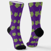 Grüne Blätter Lila Socken (Gewinkelt)