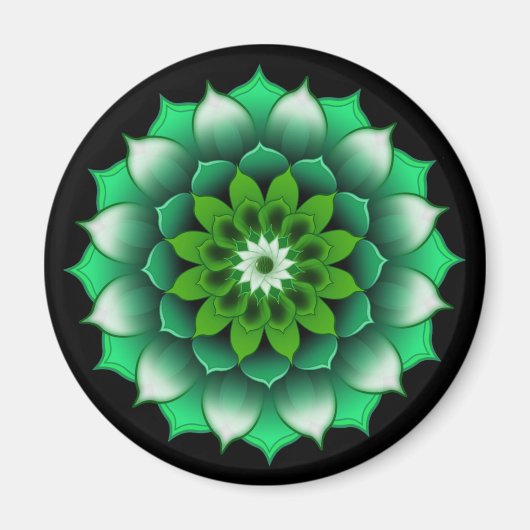 Grüne Blätter Mandala Magnet (Vorne)