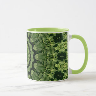 Grüne Blätter Mandala Tasse