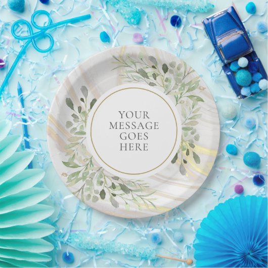 Grüne Blätter Marble Swirl Feier Pappteller (Party)