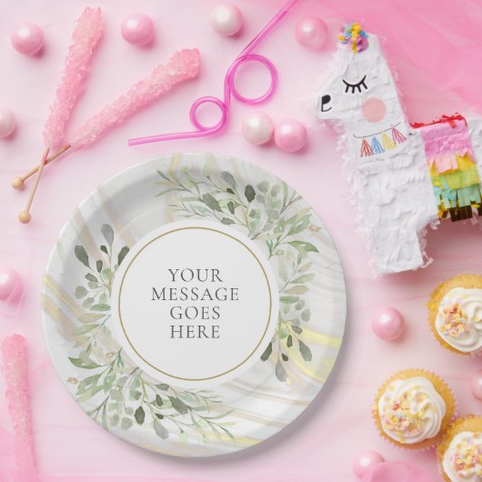 Grüne Blätter Marble Swirl Feier Pappteller (Party)