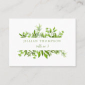 Grüne Blätter Minimale Hochzeitsstimmung Platzkart Platzkarte (Vorderseite)