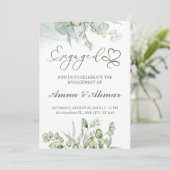 Grüne Blätter Minimilist Verlobung Einladungskarte Einladung (Stehend Vorderseite)
