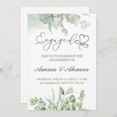 Grüne Blätter Minimilist Verlobung Einladungskarte Einladung (Vorne/Hinten)