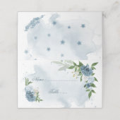 grüne Blätter mit blauen und weißen Blume Platzkarte (Außenseite Aufgefaltet)