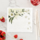 Grüne Blätter mit goldfarbenen und weißen Blume Ho Serviette (Beispiel)