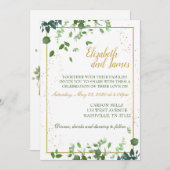 grüne Blätter mit Goldgrenze Einladung (Vorne/Hinten)