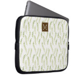 Grüne Blätter Mit Monogramm Laptopschutzhülle (Vorne Rechts)