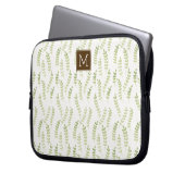 Grüne Blätter Mit Monogramm Laptopschutzhülle (Vorderseite Links)