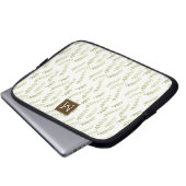 Grüne Blätter Mit Monogramm Laptopschutzhülle (Vorne Knopf)