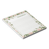 Grüne Blätter mit rosa Blumengrenzen Notizblock (angewinkelt)