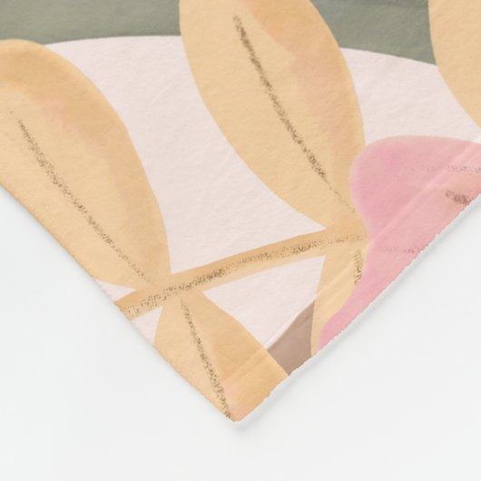 Grüne Blätter mit rosa Farbton Fleecedecke (Ecke)