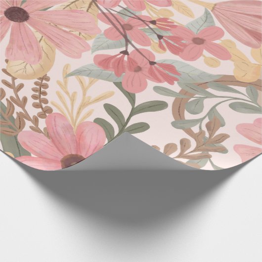 Grüne Blätter mit rosa Farbton Geschenkpapier (Ecke)