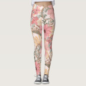 Grüne Blätter mit rosa Farbton Leggings (Vorderseite)