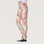 Grüne Blätter mit rosa Farbton Leggings (Links)