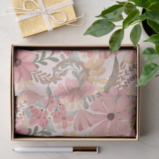 Grüne Blätter mit rosa Farbton Seidenpapier (Geschenk)