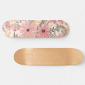 Grüne Blätter mit rosa Farbton Skateboard (Horizontal)