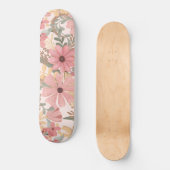 Grüne Blätter mit rosa Farbton Skateboard (Vorderseite)