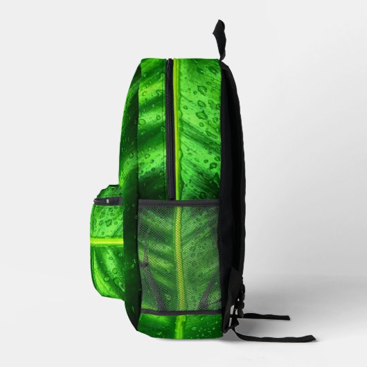 Grüne Blätter mit Ruin Drops-Backpack Bedruckter Rucksack (Rechts)