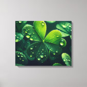 Grüne Blätter mit Wassertropfen - Leinwanddruck (Vorderseite)