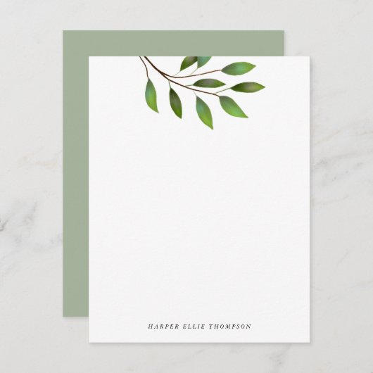 Grüne Blätter Mitteilungskarte (Vorne/Hinten)