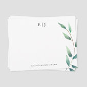 Grüne Blätter Monogramm Doppelinitialen Personalis Mitteilungskarte